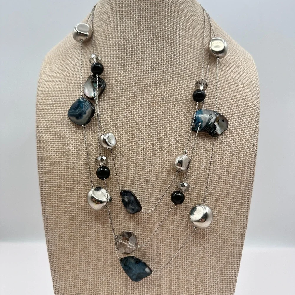 Vintage Y2K Nautical Turquoise Teardrop Pendant Statement Necklace